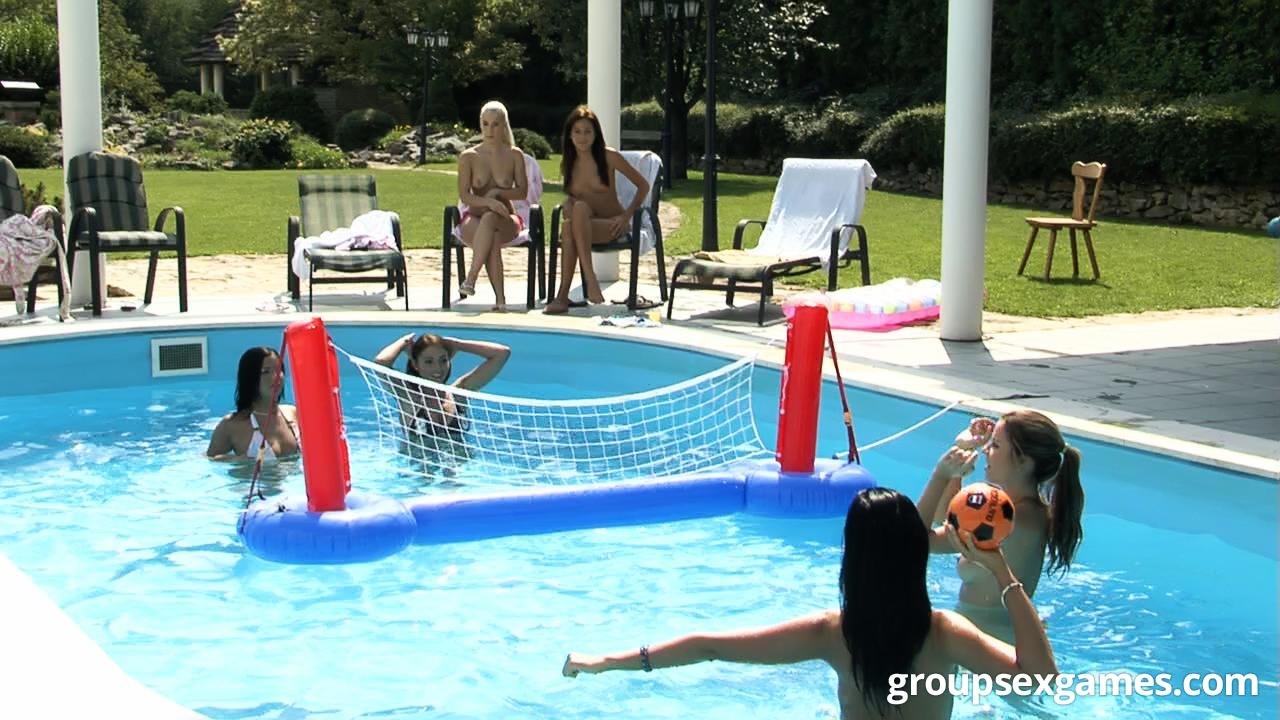 college girls engage in lesbian relations while having an all girl pool party