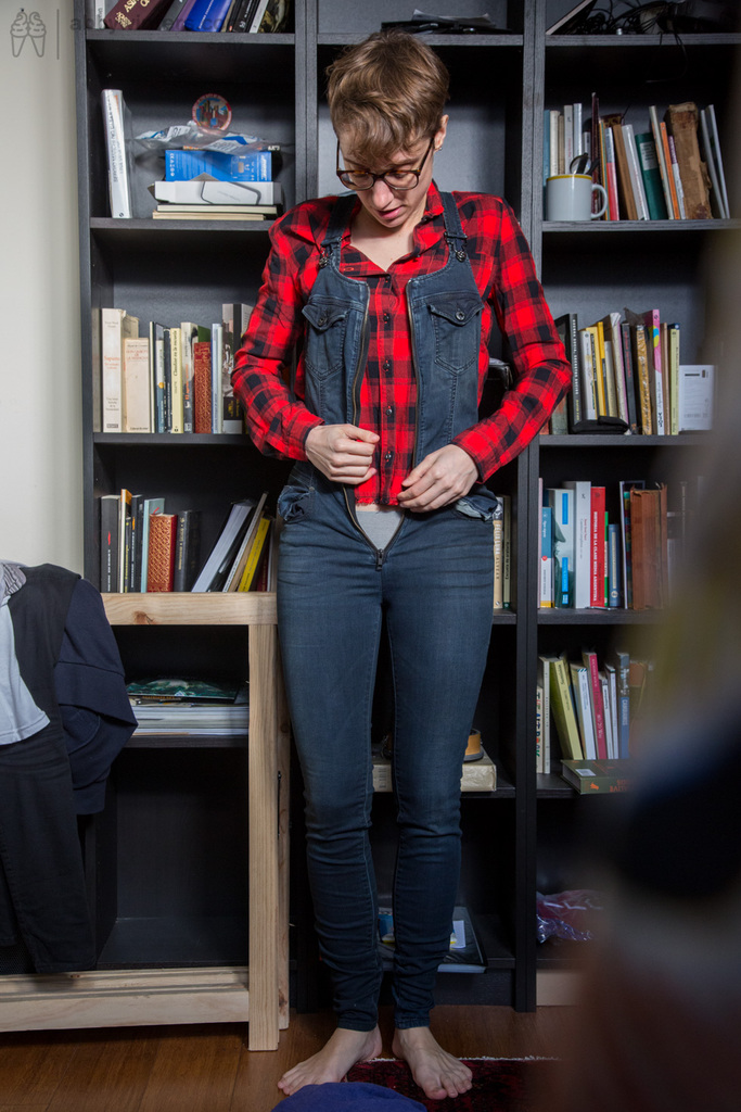 skinny amateur gretchen dresses herself among library stacks